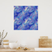 サファイアブルーの落書きテクスチャ ポスター (キッチン)