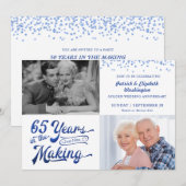 サファイアブルーの65周年記念写真招待状 招待状 (正面/裏面)