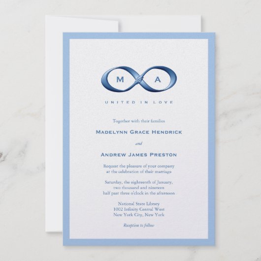 サファイアブルーインフィニティハンドクラスプウェディング招待 招待状 (正面)