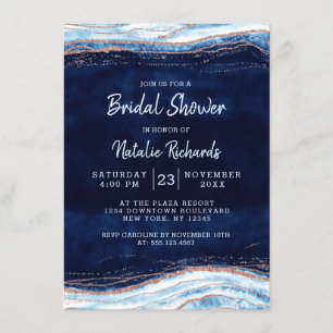 サファイアブルーグードスライス結婚のブライダルシャワー 招待状