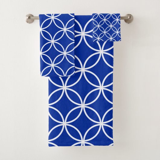 サファイアブルーサークルのタイルのパターン バスタオルセット (インサイチュ)