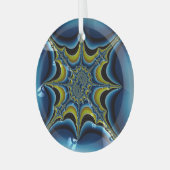 サファイアブルースターバストフラクタル抽象芸術アート ガラスオーナメント (正面左)