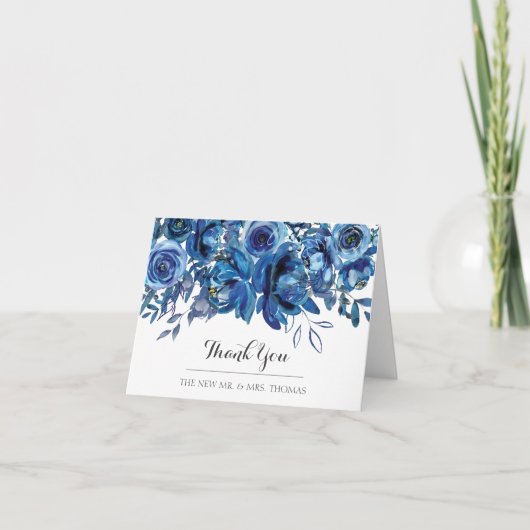 サファイアブルーセレニティフォールドサンキューカード サンキューカード (正面)