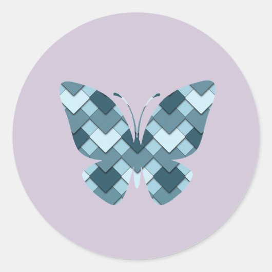 サファイアブルーダイヤモンドハーレクインバタフライ ラウンドシール (正面)