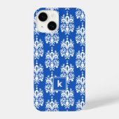サファイアブルーダマスク模様モノグラム iPhoneケース (裏面)