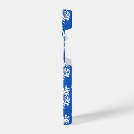 サファイアブルーダマスク模様モノグラム iPhoneケース (左側面)