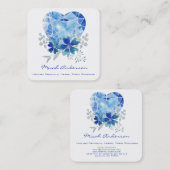 サファイアブルーハートスクエアビジネスカード スクエア名刺 (正面/裏面)