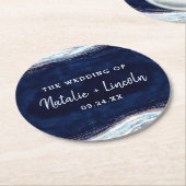 サファイアブルーバラ金ゴールドゲーデートスライスモノグラム ラウンドペーパーコースター (アングル)