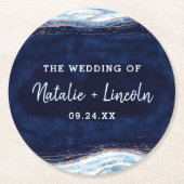 サファイアブルーバラ金ゴールドゲーデートスライスモノグラム ラウンドペーパーコースター (正面)