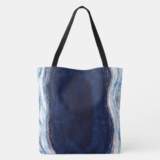 サファイアブルーバラ金ゴールドゲードアゲートブライドメイド トートバッグ (裏面)