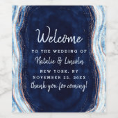 サファイアブルーバラ金ゴールドゲ結婚ードの歓迎 ワインラベル (シングルラベル)