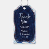 サファイアブルーバラ金ゴールド結婚Geode's Thank You ギフトタグ (正面)