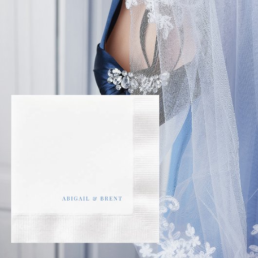 サファイアブルーパーソナライズされたコーイン結婚ズ 縁ありカクテルナプキン