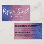 サファイアブルーピンクトリプルグリッターグラデーションタイポグラフィ 紹介カード (正面/裏面)