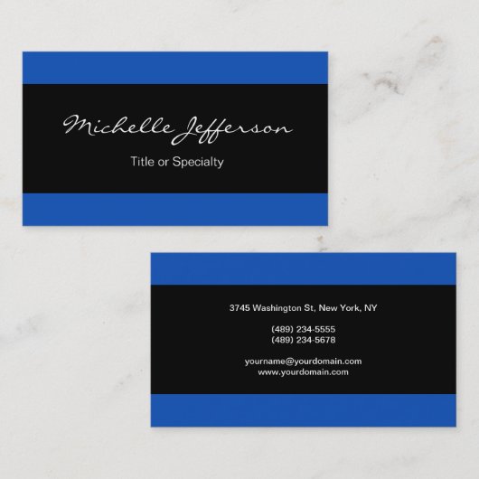 サファイアブルーブラックライニングコンテンポラリートレンディー 名刺 (正面/裏面)