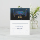 サファイアブルーモザイクトーラスクロール応答カード 招待状 (スタンド正面)