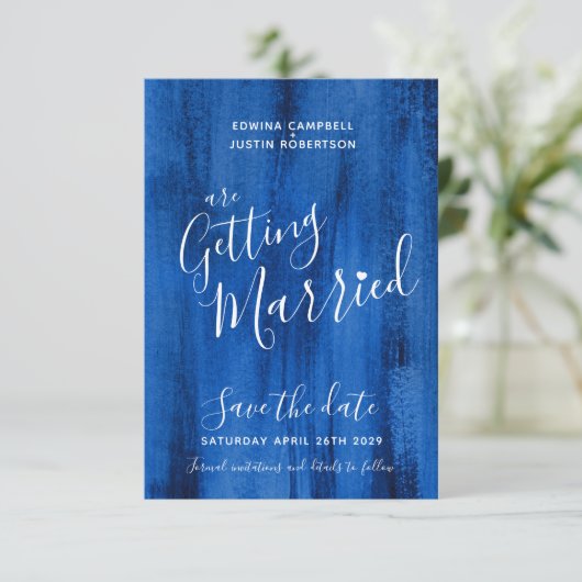 サファイアブルーモダンアートは日付カードを保存 セーブザデート (スタンド正面)