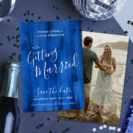 サファイアブルーモダンアートは日付カードを保存 セーブザデート