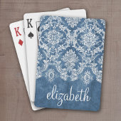 サファイアブルーヴィンテージダマスクのパターンと名前 トランプ