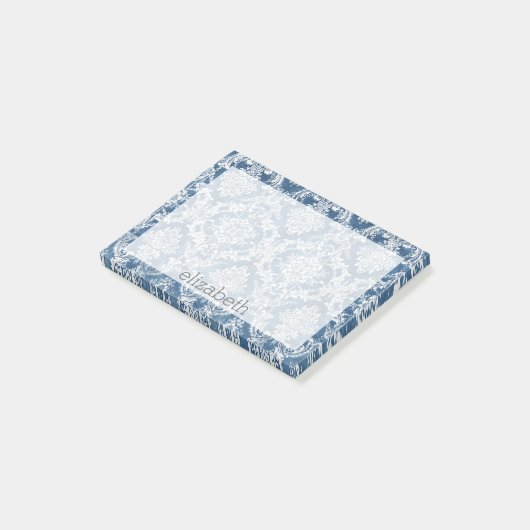 サファイアブルーヴィンテージダマスクのパターンと名前 ポストイット (アングル)