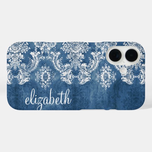 サファイアブルーヴィンテージダマスクのパターン名 Case-Mate iPhoneケース (裏面 (横))