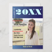 サファイアブルー卒業マガジンカバー招待状 招待状 (正面)