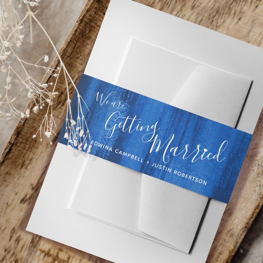 サファイアブルー抽象芸術アート結婚の結婚 招待状ベリーバンド