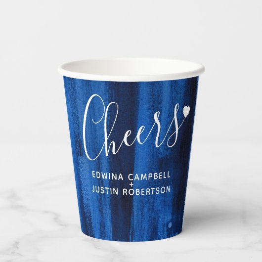 サファイアブルー抽象芸術アー結婚ト 紙コップ (裏面)
