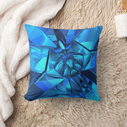 サファイアブルー抽象芸術枕 クッション (ブランケット)