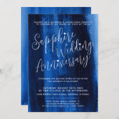 サファイアブルー抽象芸術45結婚周年 招待状 (正面/裏面)