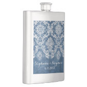 サファイアブルー素朴ダマスクパタ結婚ーン フラスク (右)