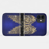 サファイアブルー金ゴールドエンジェルウィングスウィダイヤモンド宝石 Case-Mate iPhoneケース (裏面(横))