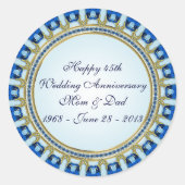 サファイアブルー ゴールド 45周年 結婚記念日 ラウンドシール (正面)