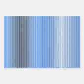 サファイアブルー & ホワイト ストライプ ラッピングペーパーシート (正面3)