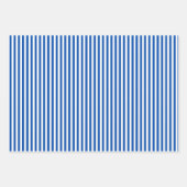 サファイアブルー & ホワイト ストライプ ラッピングペーパーシート (正面)