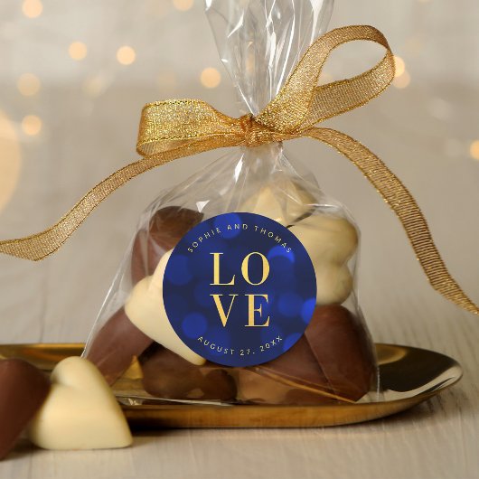 サファイアブルー ボケライト フェイクゴールド ラブ ラウンドシール