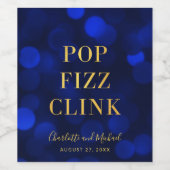 サファイアブルー ボケ イエローゴールド ポップ フィズ クリンク ワインラベル (シングルラベル)