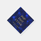サファイアブルー 偽のゴールド ポップ フィズ クリンク スタンダードカクテルナプキン (角)