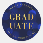 サファイアブルー《写真》ぼけ味フェイク金ゴールド大学院 ラウンドシール (正面)