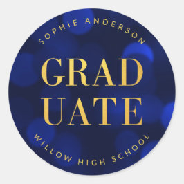 サファイアブルー《写真》ぼけ味フェイク金ゴールド大学院 ラウンドシール