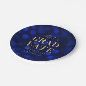 サファイアブルー《写真》ぼけ味ライトフェイク金ゴールド大学院 ペーパープレート (アングル)