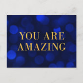 サファイアブルー《写真》ぼけ味ライト金ゴールド驚くべき ポストカード (正面)