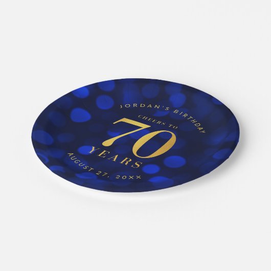 サファイアブルー《写真》ぼけ味応援から70年誕生日 ペーパープレート (アングル)