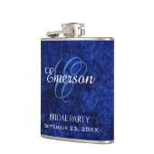 サファイアブルー | Cobalt Azureブライダルパーティモノグラム フラスク (左)