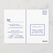 サファイアブルーGeodeスライス結婚の食事の選択RSVP ポストカード (裏面)