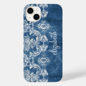 サファイアブルーMoody Damaskパターンと名前 Case-Mate iPhoneケース (裏面)