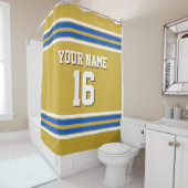 サファイアブルーWhtストライプスポーツジャージー シャワーカーテン (インサイチュ)