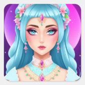 サファイアプリンセスポートレートシールデザイン スクエアシール (正面)