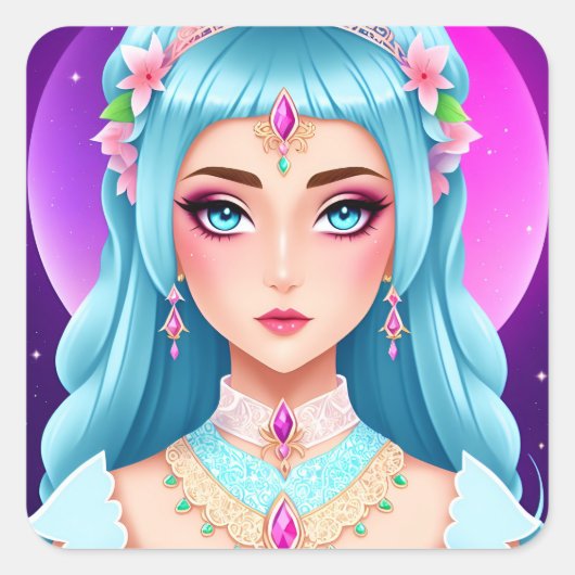 サファイアプリンセスポートレートシールデザイン スクエアシール (正面)