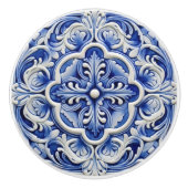 サファイアリスボンパターン（の模様が）あるセラミックデザイン セラミックノブ (正面)